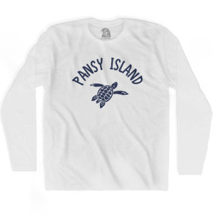 Pansy Island Beach Sea Turtle Adult Cotton Long Sleeve T-shirt - White