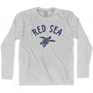 Red Sea Beach Sea Turtle Adult Cotton Long Sleeve T-Shirt - Grey Heather Red Sea Beach Sea Turtle Adult Cotton Long Sleeve T-Shirt - Grey Heather