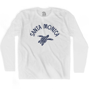 Santa Monica Beach Sea Turtle Adult Cotton Long Sleeve T-shirt - White