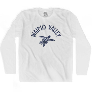 Waipio Valley Beach Sea Turtle Adult Cotton Long Sleeve T-shirt - White