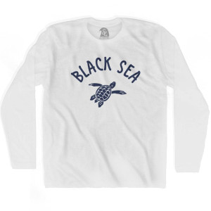 Black Sea Beach Sea Turtle Adult Cotton Long Sleeve T-shirt - White Black Sea Beach Sea Turtle Adult Cotton Long Sleeve T-shirt - White