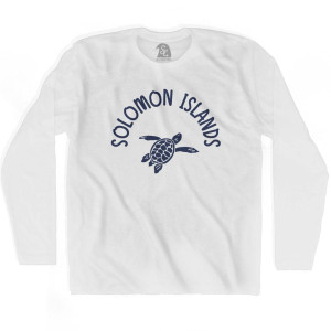 Solomon Islands Beach Sea Turtle Adult Cotton Long Sleeve T-shirt - White Solomon Islands Beach Sea Turtle Adult Cotton Long Sleeve T-shirt - White