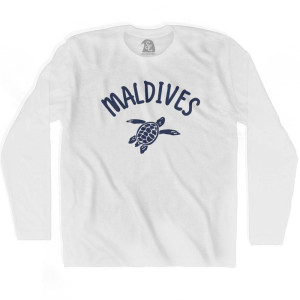 Maldives Beach Sea Turtle Adult Cotton Long Sleeve T-shirt - White