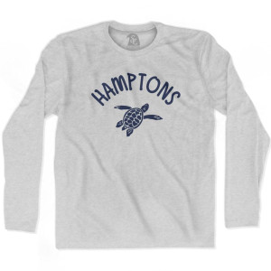 Hamptons Beach Sea Turtle Adult Cotton Long Sleeve T-Shirt - Grey Heather