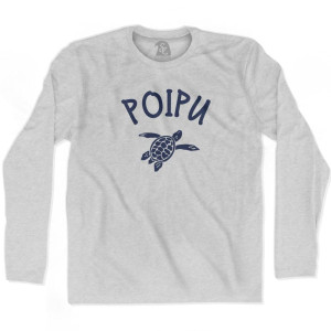 Poipu Beach Sea Turtle Adult Cotton Long Sleeve T-Shirt - Grey Heather Poipu Beach Sea Turtle Adult Cotton Long Sleeve T-Shirt - Grey Heather