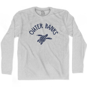 Outer Banks Beach Sea Turtle Adult Cotton Long Sleeve T-Shirt - Grey Heather Outer Banks Beach Sea Turtle Adult Cotton Long Sleeve T-Shirt - Grey Heather