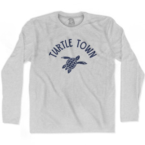 Turtle Town Beach Sea Turtle Adult Cotton Long Sleeve T-Shirt - Grey Heather Turtle Town Beach Sea Turtle Adult Cotton Long Sleeve T-Shirt - Grey Heather