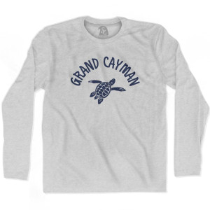 Grand Cayman Beach Sea Turtle Adult Cotton Long Sleeve T-Shirt - Grey Heather Grand Cayman Beach Sea Turtle Adult Cotton Long Sleeve T-Shirt - Grey Heather