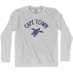 Cape Town Beach Sea Turtle Adult Cotton Long Sleeve T-Shirt - Grey Heather