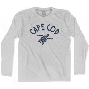 Cape Cod Beach Sea Turtle Adult Cotton Long Sleeve T-Shirt - Grey Heather Cape Cod Beach Sea Turtle Adult Cotton Long Sleeve T-Shirt - Grey Heather