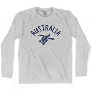 Australia Beach Sea Turtle Adult Cotton Long Sleeve T-Shirt - Grey Heather