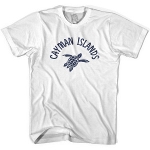 Cayman Islands Beach Sea Turtle Adult Cotton T-shirt - White Cayman Islands Beach Sea Turtle Adult Cotton T-shirt - White