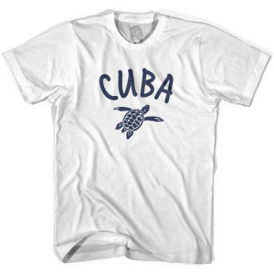 Cuba Beach Sea Turtle Adult Cotton T-shirt - White