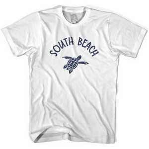 South Beach Sea Turtle Adult Cotton T-shirt - White