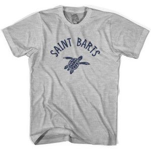Saint Barts Beach Sea Turtle Adult Cotton T-Shirt - Grey Heather