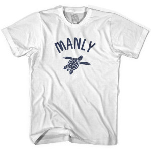 Manly Beach Sea Turtle Adult Cotton T-shirt - White