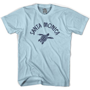 Santa Monica Beach Sea Turtle Adult Cotton T-Shirt - Light Blue
