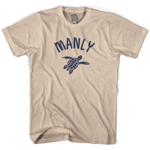 Manly Beach Sea Turtle Adult Cotton T-Shirt - Creme