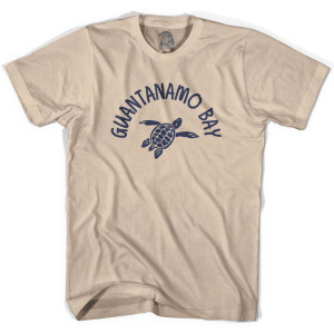 Guantanamo Bay Beach Sea Turtle Adult Cotton T-Shirt - Creme Guantanamo Bay Beach Sea Turtle Adult Cotton T-Shirt - Creme
