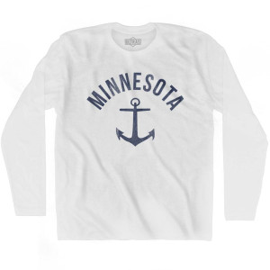 Minnesota State Anchor Home Cotton Adult Long Sleeve T-shirt - White