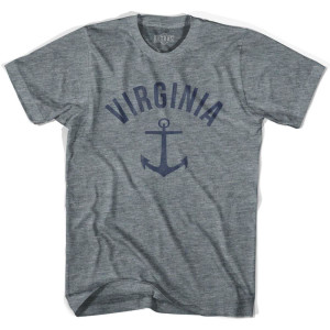 Virginia State Anchor Home Tri-Blend Adult T-shirt - Athletic Grey Virginia State Anchor Home Tri-Blend Adult T-shirt - Athletic Grey