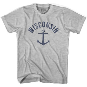 Wisconsin State Anchor Home Cotton Youth T-Shirt - Grey Heather Wisconsin State Anchor Home Cotton Youth T-Shirt - Grey Heather