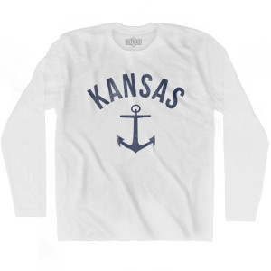 Kansas State Anchor Home Cotton Adult Long Sleeve T-shirt - White Kansas State Anchor Home Cotton Adult Long Sleeve T-shirt - White