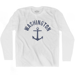 Washington State Anchor Home Cotton Adult Long Sleeve T-shirt - White Washington State Anchor Home Cotton Adult Long Sleeve T-shirt - White