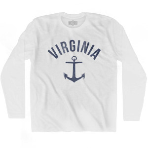 Virginia State Anchor Home Cotton Adult Long Sleeve T-shirt - White Virginia State Anchor Home Cotton Adult Long Sleeve T-shirt - White