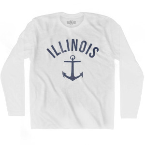 Illinois State Anchor Home Cotton Adult Long Sleeve T-shirt - White Illinois State Anchor Home Cotton Adult Long Sleeve T-shirt - White