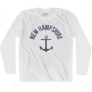 New Hampshire State Anchor Home Cotton Adult Long Sleeve T-shirt - White New Hampshire State Anchor Home Cotton Adult Long Sleeve T-shirt - White