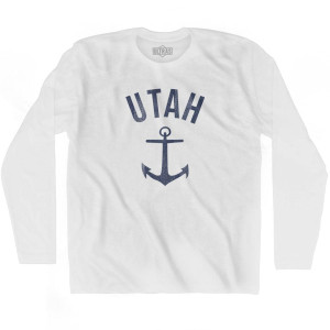 Utah State Anchor Home Cotton Adult Long Sleeve T-shirt - White