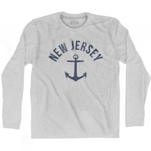 New Jersey State Anchor Home Cotton Adult Long Sleeve T-Shirt - Grey Heather
