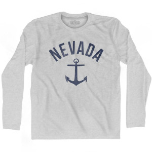 Nevada State Anchor Home Cotton Adult Long Sleeve T-Shirt - Grey Heather Nevada State Anchor Home Cotton Adult Long Sleeve T-Shirt - Grey Heather