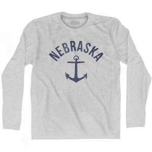 Nebraska State Anchor Home Cotton Adult Long Sleeve T-Shirt - Grey Heather Nebraska State Anchor Home Cotton Adult Long Sleeve T-Shirt - Grey Heather