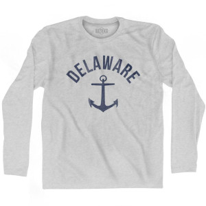 Delaware State Anchor Home Cotton Adult Long Sleeve T-Shirt - Grey Heather Delaware State Anchor Home Cotton Adult Long Sleeve T-Shirt - Grey Heather