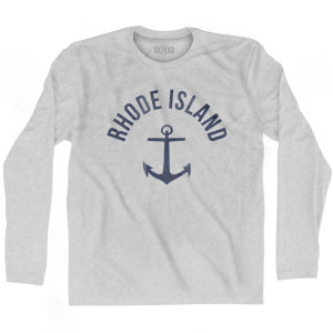 Rhode State Anchor Home Cotton Adult Long Sleeve T-Shirt - Grey Heather