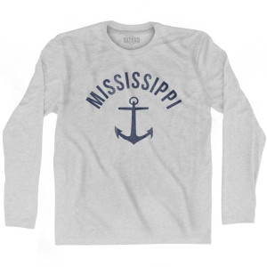 Mississippi State Anchor Home Cotton Adult Long Sleeve T-Shirt - Grey Heather Mississippi State Anchor Home Cotton Adult Long Sleeve T-Shirt - Grey Heather