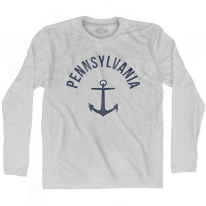 Pennsylvania State Anchor Home Cotton Adult Long Sleeve T-Shirt - Grey Heather Pennsylvania State Anchor Home Cotton Adult Long Sleeve T-Shirt - Grey Heather