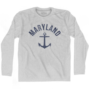 Maryland State Anchor Home Cotton Adult Long Sleeve T-Shirt - Grey Heather Maryland State Anchor Home Cotton Adult Long Sleeve T-Shirt - Grey Heather