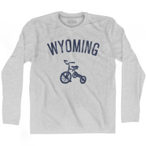 Wyoming State Tricycle Adult Cotton Long Sleeve T-Shirt - Grey Heather Wyoming State Tricycle Adult Cotton Long Sleeve T-Shirt - Grey Heather