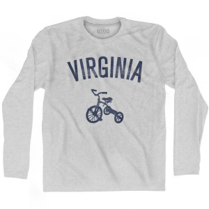 Virginia State Tricycle Adult Cotton Long Sleeve T-Shirt - Grey Heather Virginia State Tricycle Adult Cotton Long Sleeve T-Shirt - Grey Heather