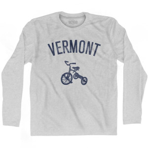 Vermont State Tricycle Adult Cotton Long Sleeve T-Shirt - Grey Heather Vermont State Tricycle Adult Cotton Long Sleeve T-Shirt - Grey Heather