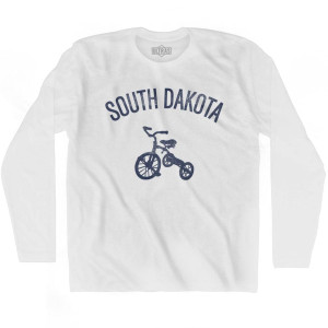 South Dakota State Tricycle Adult Cotton Long Sleeve T-shirt - White