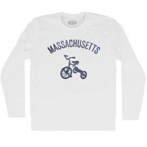 Massachusetts State Tricycle Adult Cotton Long Sleeve T-shirt - White Massachusetts State Tricycle Adult Cotton Long Sleeve T-shirt - White