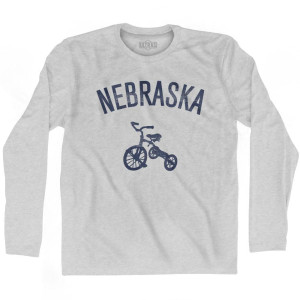 Nebraska State Tricycle Adult Cotton Long Sleeve T-Shirt - Grey Heather Nebraska State Tricycle Adult Cotton Long Sleeve T-Shirt - Grey Heather