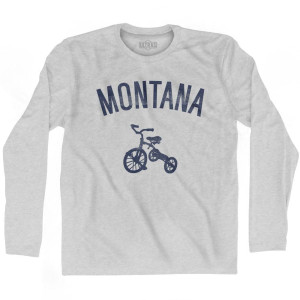 Montana State Tricycle Adult Cotton Long Sleeve T-Shirt - Grey Heather Montana State Tricycle Adult Cotton Long Sleeve T-Shirt - Grey Heather