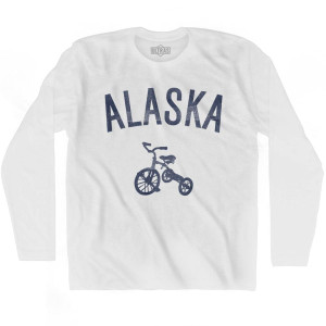 Alaska State Tricycle Adult Cotton Long Sleeve T-shirt - White