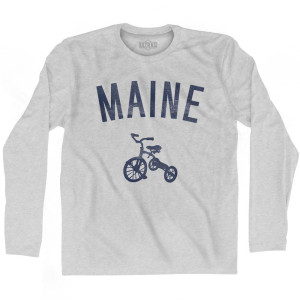 Maine State Tricycle Adult Cotton Long Sleeve T-Shirt - Grey Heather Maine State Tricycle Adult Cotton Long Sleeve T-Shirt - Grey Heather