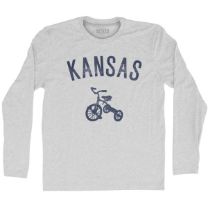 Kansas State Tricycle Adult Cotton Long Sleeve T-Shirt - Grey Heather Kansas State Tricycle Adult Cotton Long Sleeve T-Shirt - Grey Heather